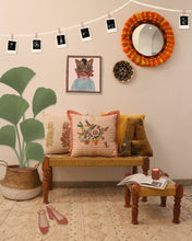 Load image into Gallery viewer, Attirail Bohemian Fleur Embroidered Cushion Flower Floral