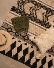 Load image into Gallery viewer, Attirail Bohemian Handloom Marrakesh Floor Rug Mediterranean Black & White