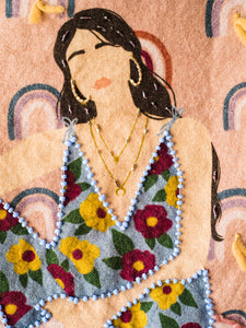 Girl In The Green Boots Tapestry