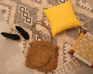 Attirail Bohemian Aztec Design Mustard Colored Cushion 